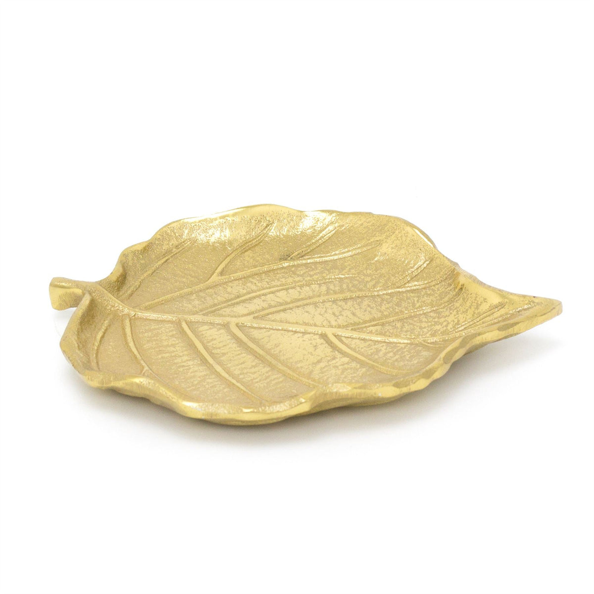 Elegant Gold Metal Leaf Trinket Dish | Aluminium Storage Display Vanity Tray | Botanical Jewellery Plate Trinket Dish - Tophatter Daily Deals
