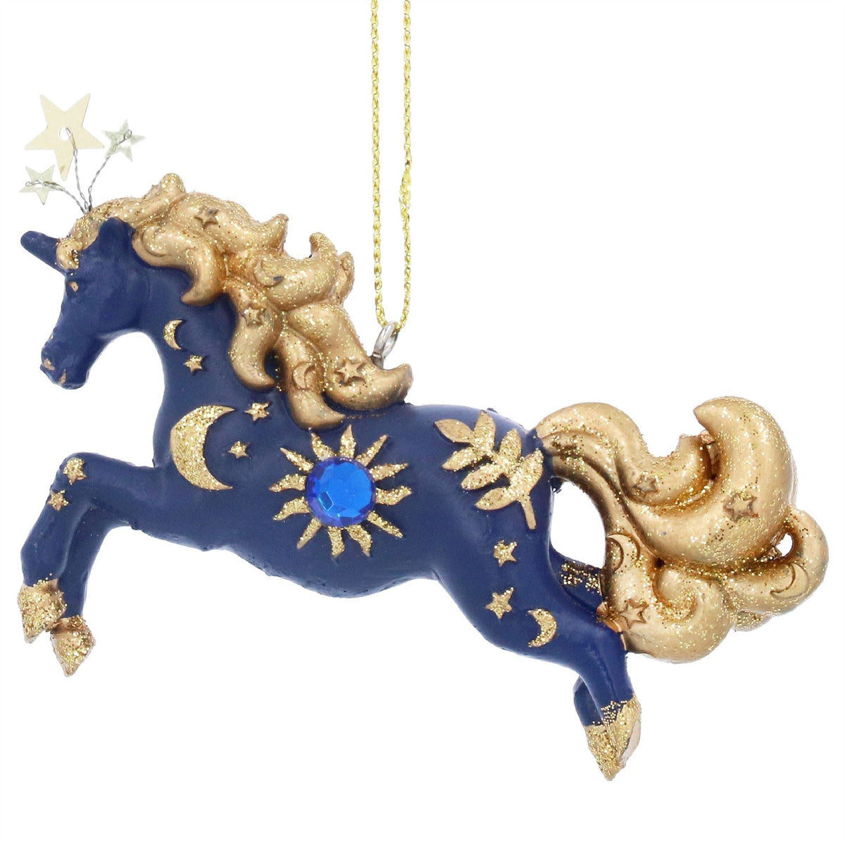 Blue & Gold Unicorn Christmas Bauble | Unicorn Christmas Tree Ornament - 10cm Baubles - Tophatter Daily Deals