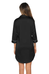 Button Up Collared Neck Night Dress with Pocket Sleep Dresses - Tophatter Daily Deals