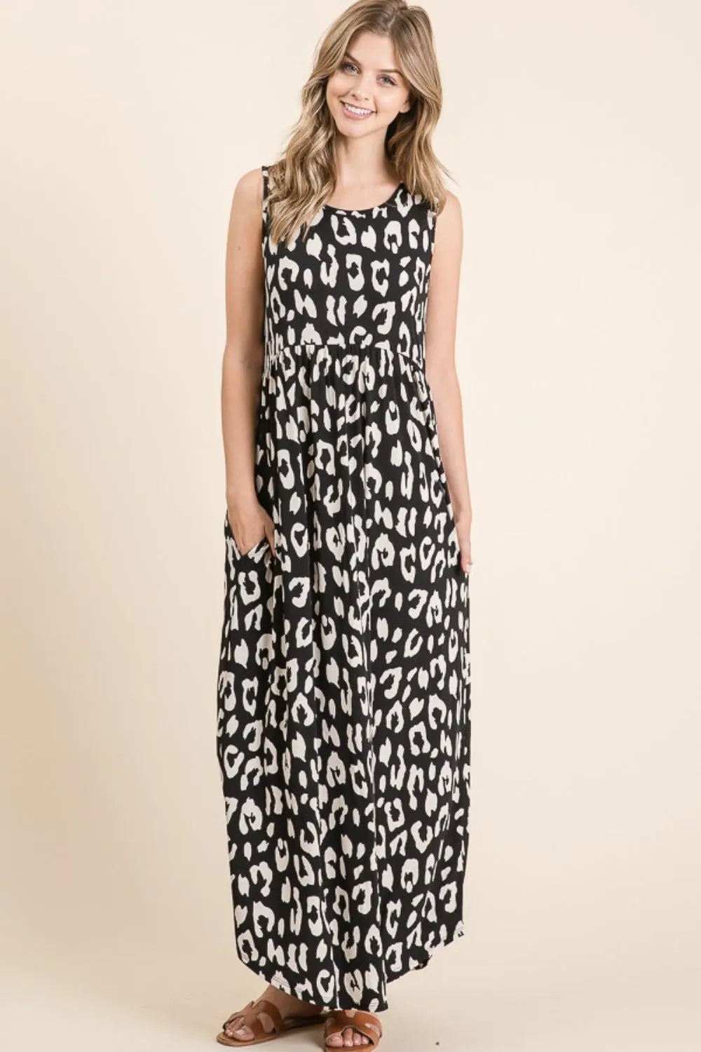 BOMBOM Leopard Maxi Dress with Pockets Casual Dresses - Tophatter Daily Deals