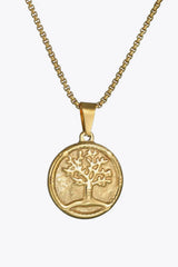 Tree Of Life Pendant Stainless Steel Necklace Gold One Size Necklaces - Tophatter Daily Deals
