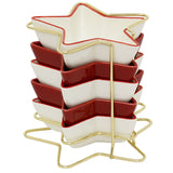 Star-Shaped Set of Snack Bowls, Ceramic Christmas Serving Bowls with Rack Bowl - Tophatter Daily Deals