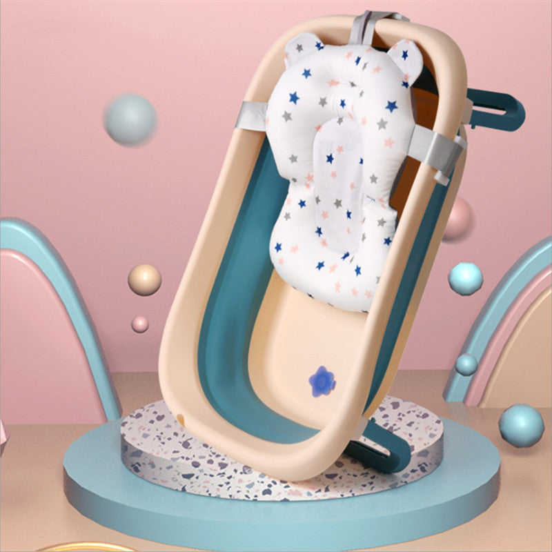 Baby Bath Seat Support Mat Foldable Baby Bath Tub Pad & Chair Newborn Bathtub Pillow Infant Anti-Slip Soft Comfort Body Cushion 0 - Tophatter Daily Deals