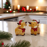 Christmas Highland Cow Salt & Pepper Shakers | Novelty Salt and Pepper Pots Salt and Pepper Shakers - Tophatter Daily Deals