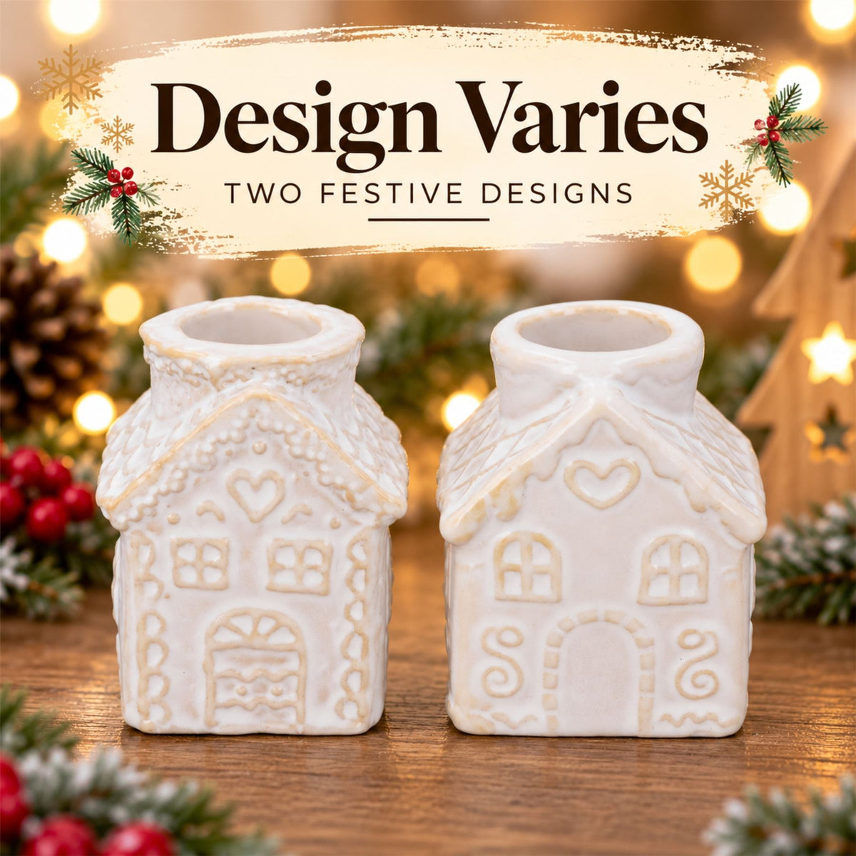 Gingerbread House Christmas Ceramic Candle Holder, Gisela Graham 7cm Candle Holder - Tophatter Daily Deals