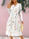 Floral Notched Long Sleeve Midi Dress Casual Dresses - Tophatter Daily Deals