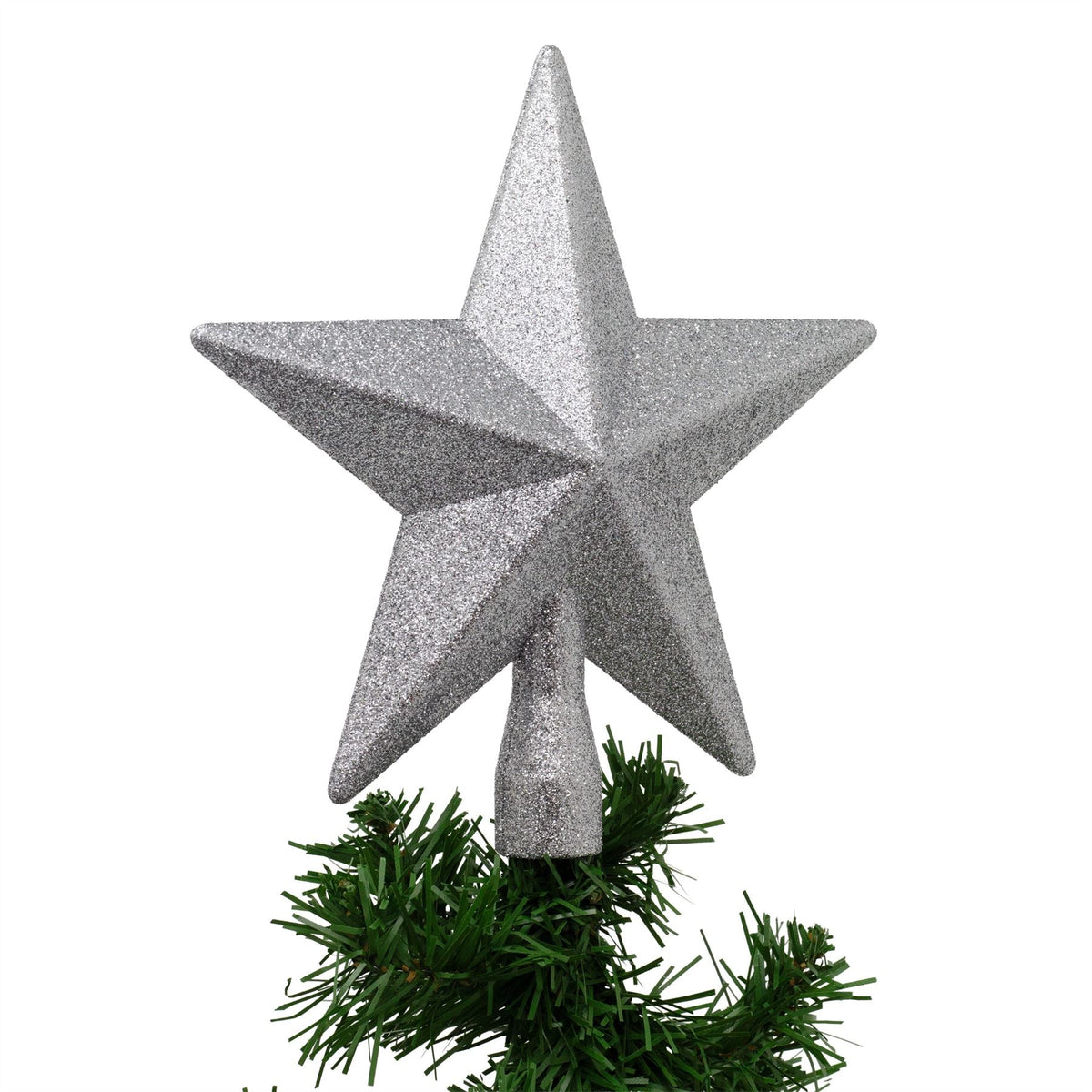 Silver Star Christmas Tree Topper | Sparkling Silver Christmas Tree Topper Tree Decoration - Tophatter Daily Deals