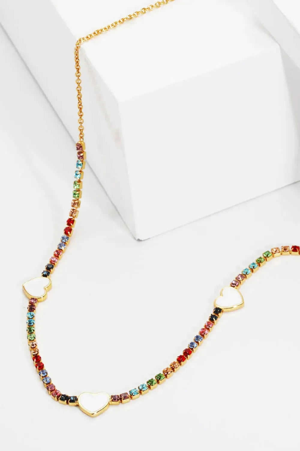 Crystal Heart Necklace Multi One Size Necklaces - Tophatter Daily Deals