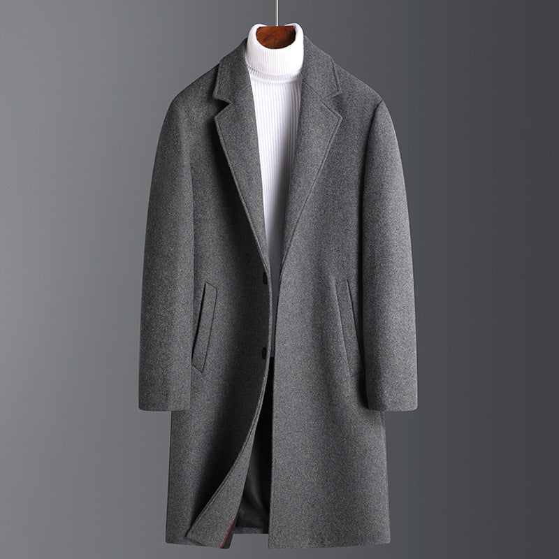 Warm Men’s Wool Coat - Korean Single-Breasted Velvet Gray 3D Changing Face Moving Picture Frame - Tophatter Daily Deals