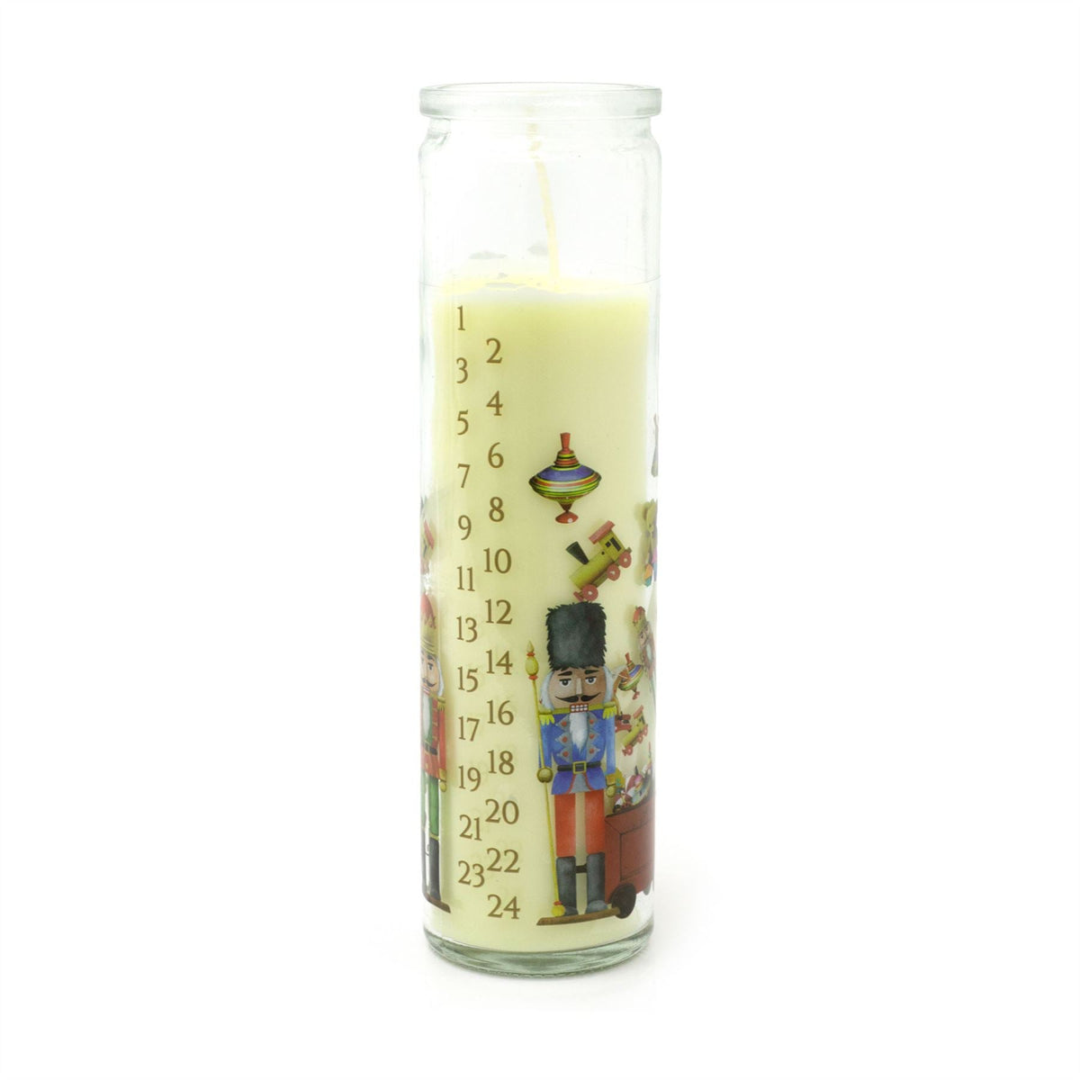 Santa's Workshop Christmas Advent Candle | Pillar Candle in Glass Jar - 21cm Advent Candle - Tophatter Daily Deals