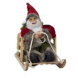 Traditional Santa Claus on Wooden Sleigh | Rustic Father Christmas Figurine Ornament - Tophatter Daily Deals