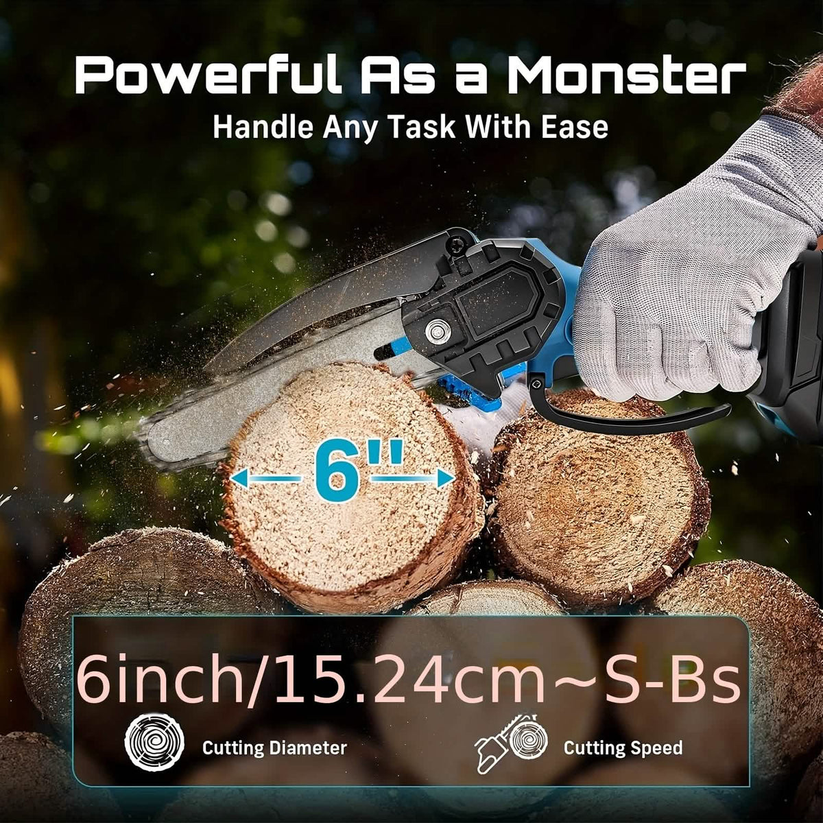 6-inch Cordless Mini Chainsaw – Handheld Electric, Lightweight, Battery-Powered Home Improvement - Tophatter Daily Deals