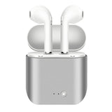 Metallic Wireless Earbuds & Charging Case Set Silver In-Ear Headphones - Tophatter Daily Deals