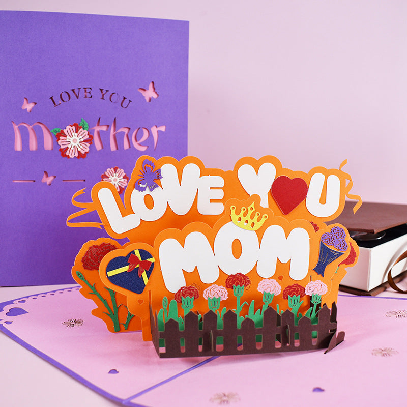 3D PopUp Flower Bouquet Cards Gifts Anniversary PopUp Mom Floral Bouquet Wife Invitation Card Greeting Cards Mothers Day Cards Postcard Lovemom 0 - Tophatter Daily Deals
