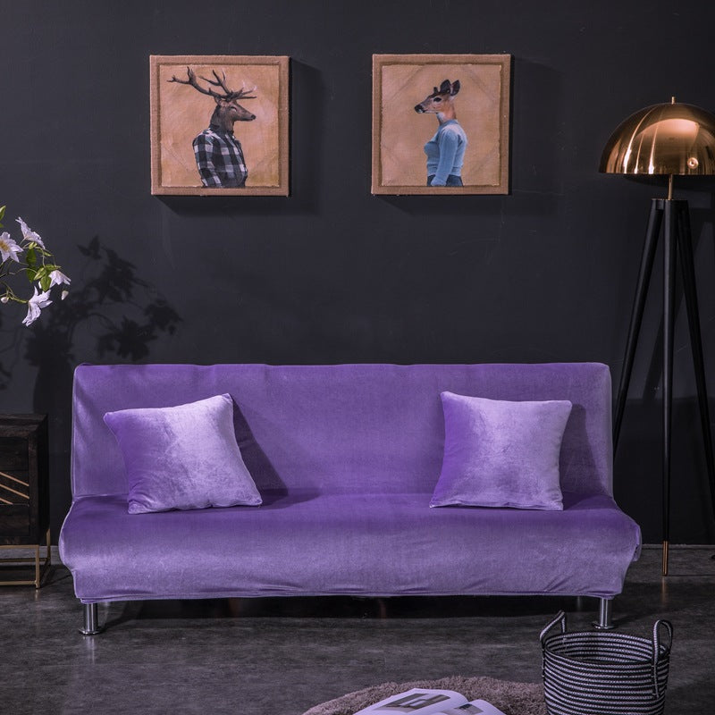 All-inclusive Silver Fox Velvet Armless Folding Sofa Bedspread Light Purple 0 - Tophatter Daily Deals