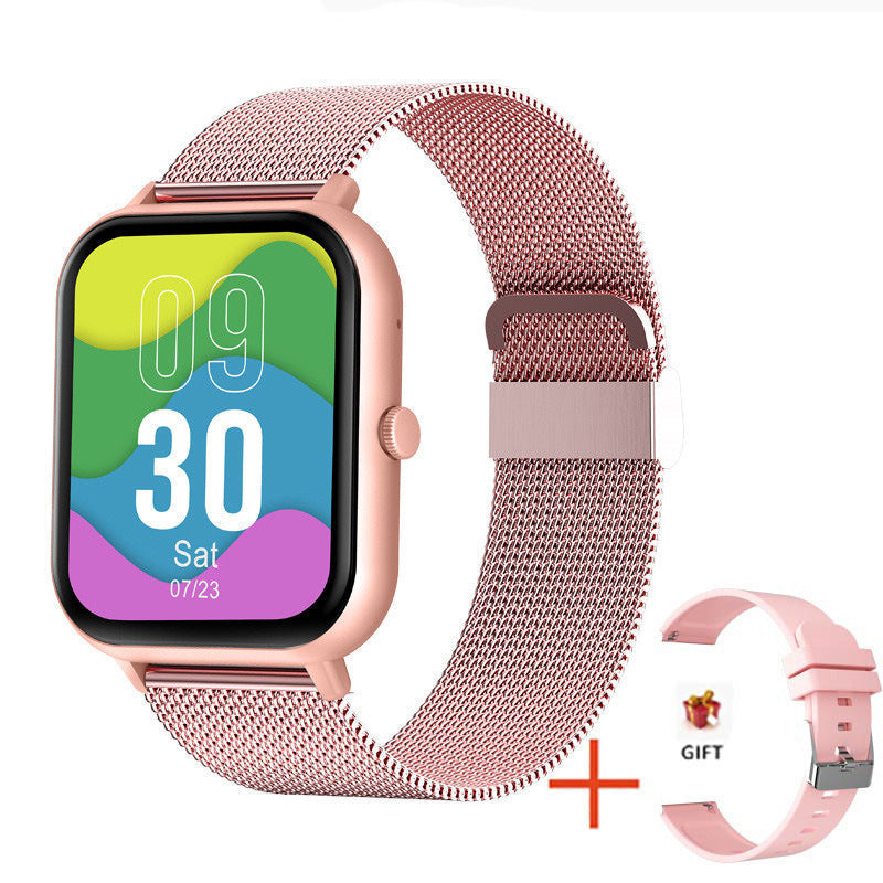 AI Voice Assistant Heart Rate Blood Pressure Blood Oxygen Sleep ZL54C Smart Watch Pink Pink Milan Steel 0 - Tophatter Daily Deals