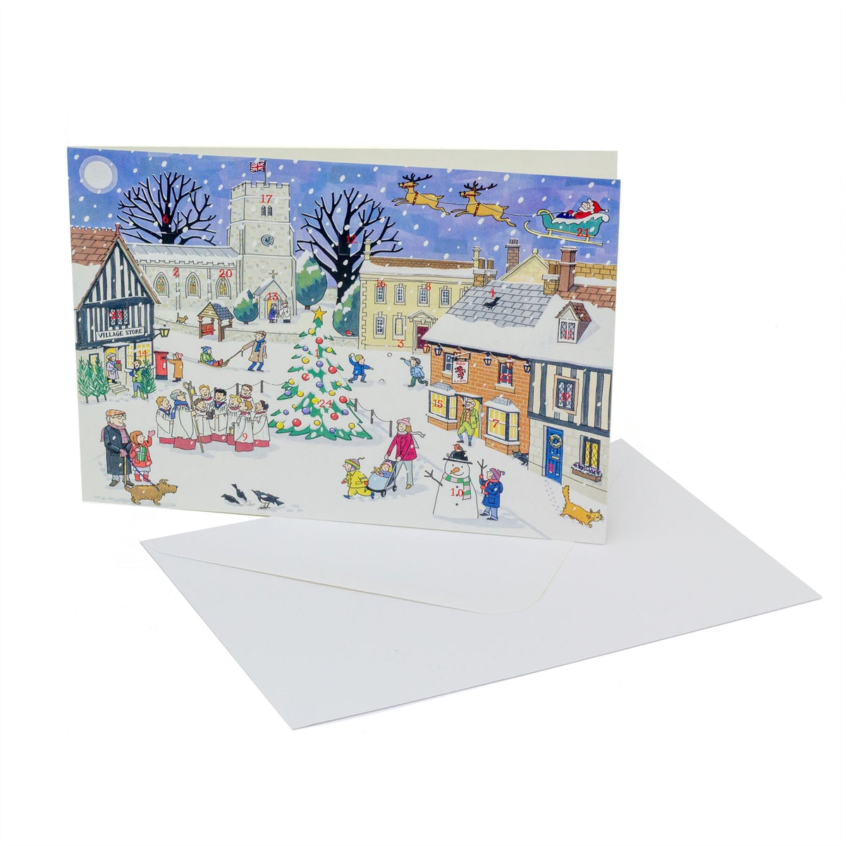 Christmas in the Village - Christmas Advent Calendar Greetings Card & Envelope Advent Calendar - Tophatter Daily Deals