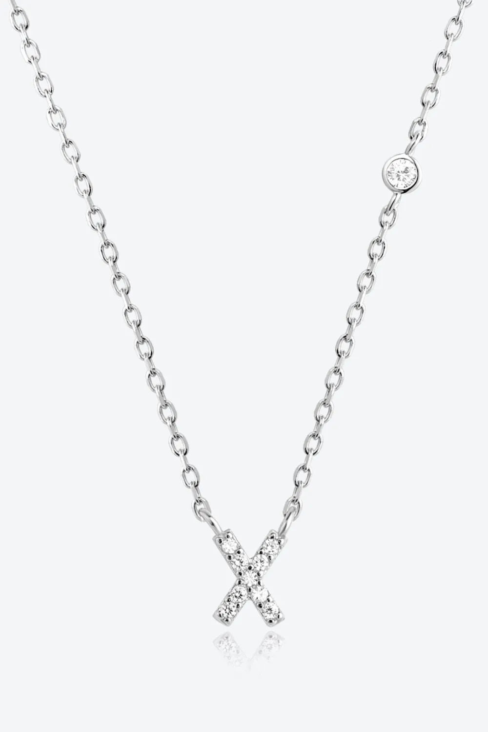 V To Z Zircon 925 Sterling Silver Necklace X Silver One Size Necklaces - Tophatter Daily Deals