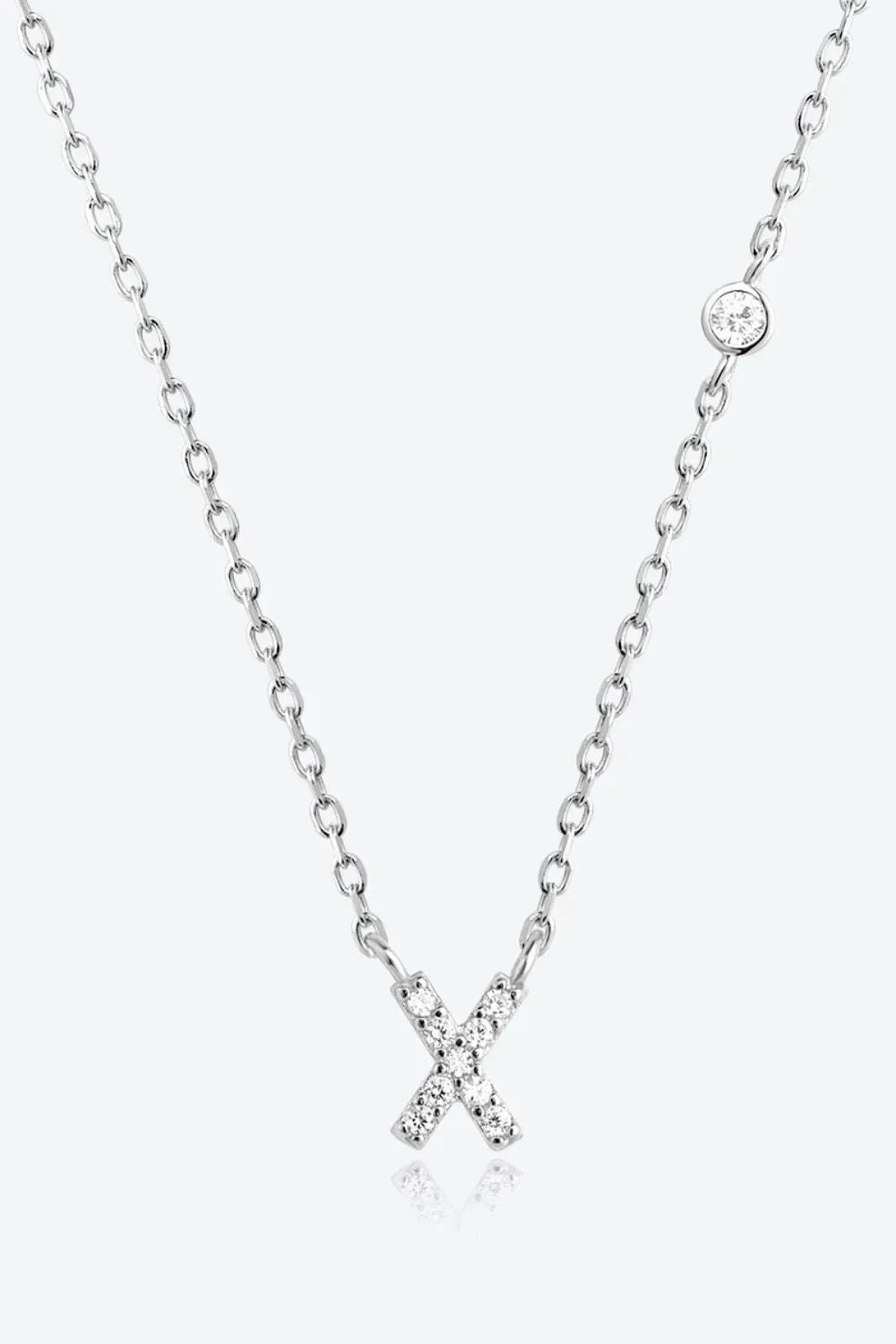 V To Z Zircon 925 Sterling Silver Necklace X Silver One Size Necklaces - Tophatter Daily Deals