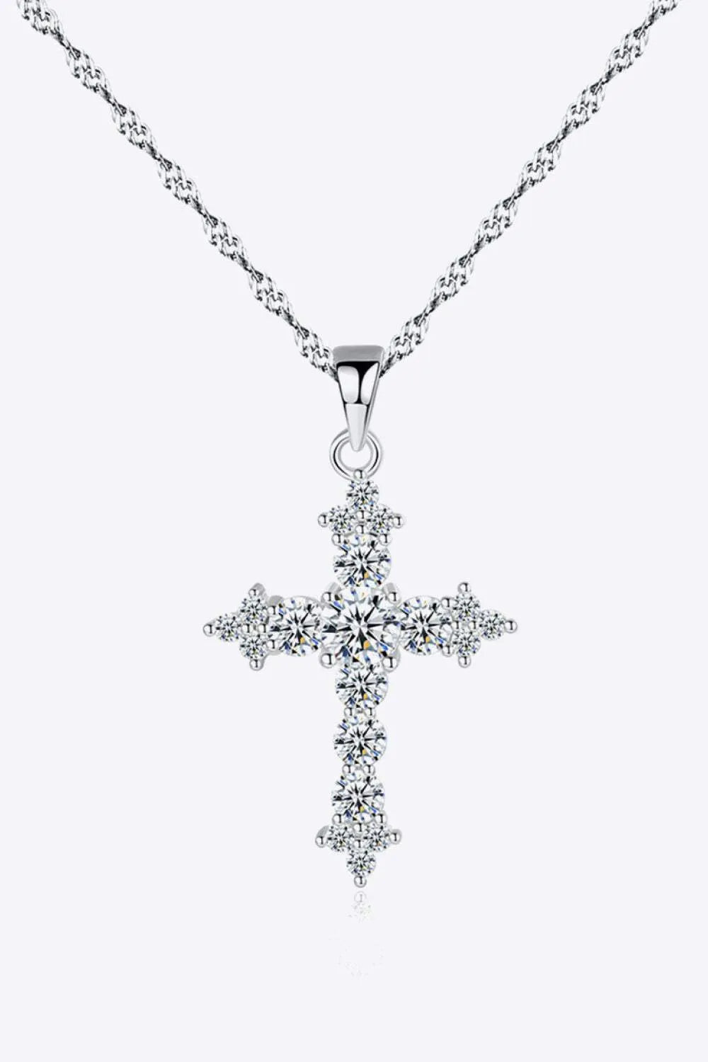 Zircon Cross Pendant 925 Sterling Silver Necklace Silver One Size Necklaces - Tophatter Daily Deals