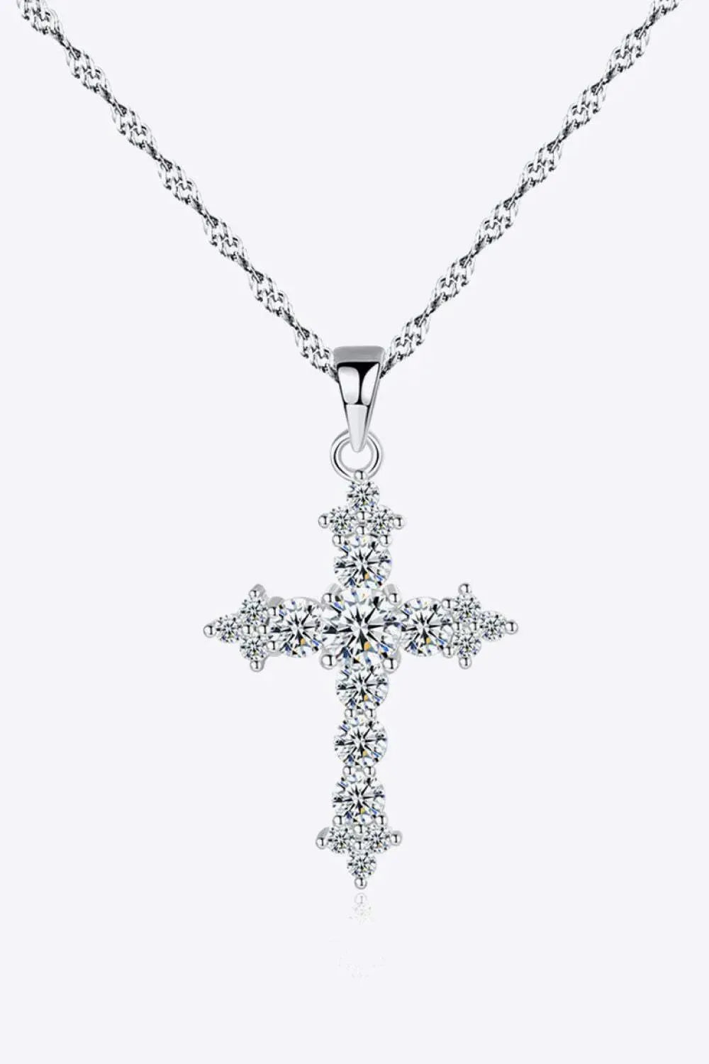 Zircon Cross Pendant 925 Sterling Silver Necklace Silver One Size Necklaces - Tophatter Daily Deals