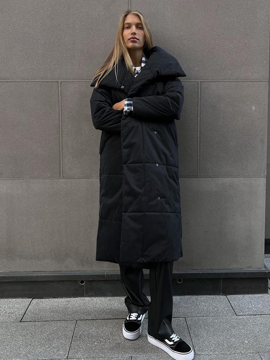 Warm Oversized Women Long Coat - Quilted Cotton For Winter Black 3D Changing Face Moving Picture Frame - Tophatter Daily Deals
