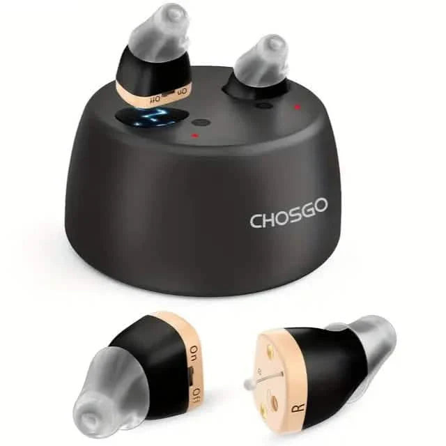 Rechargeable Hearing Aids – Invisible In-Ear, Noise Reduction, Volume Control Black In-Ear Headphones - Tophatter Daily Deals