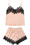 Lace Detail Spaghetti Strap Top and Shorts Lounge Set Loungewear Sets - Tophatter Daily Deals