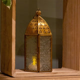 Gold Metal Kasbah Candle Lantern | Moroccan Style Lantern Tealight Holder - 21cm Lantern - Tophatter Daily Deals