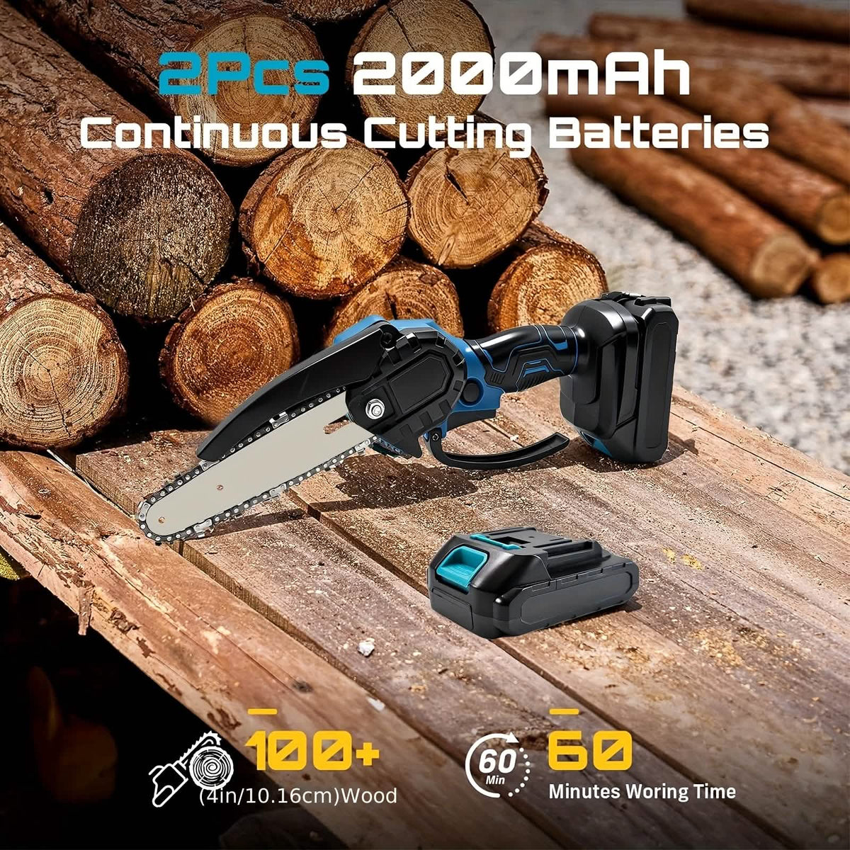 6-inch Cordless Mini Chainsaw – Handheld Electric, Lightweight, Battery-Powered Home Improvement - Tophatter Daily Deals