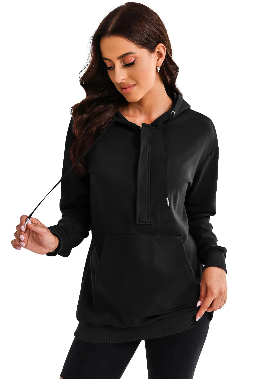 Drawstring Half Zip Hooded Dress Casual Dresses - Tophatter Daily Deals