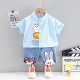 Boys Summer Cartoon Cute Casual Cotton T-shirt Short Sleeve Shorts Suit 0 - Tophatter Daily Deals