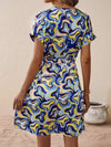 Tied Printed V-Neck Short Sleeve Dress Casual Dresses - Tophatter Daily Deals