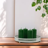 Set of 4 Green Pillar Candles | Unscented Wax Candles for Home & Events - 5x10cm Candle - Tophatter Daily Deals