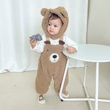 Baby Jumpsuit Autumn And Winter Plus Velvet Baby Clothing Bear Suspenders 0 - Tophatter Daily Deals