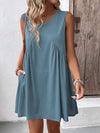 Ruched V-Neck Sleeveless Mini Dress Casual Dresses - Tophatter Daily Deals