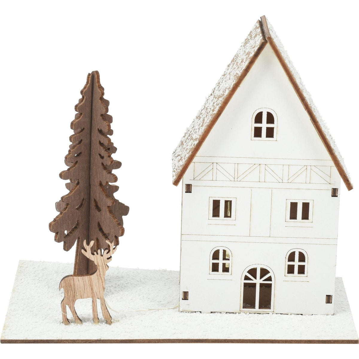 Light Up Wooden Christmas House | LED Winter Scene Ornament Christmas Decoration LED Light - Tophatter Daily Deals