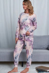 Tie-Dye Crewneck Top and Drawstring Waist Joggers Lounge Set Loungewear Sets - Tophatter Daily Deals