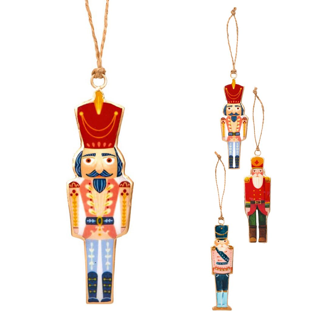 Nutcracker Christmas Bauble | Vintage Metal Soldier Tree Ornament with Twine Baubles - Tophatter Daily Deals