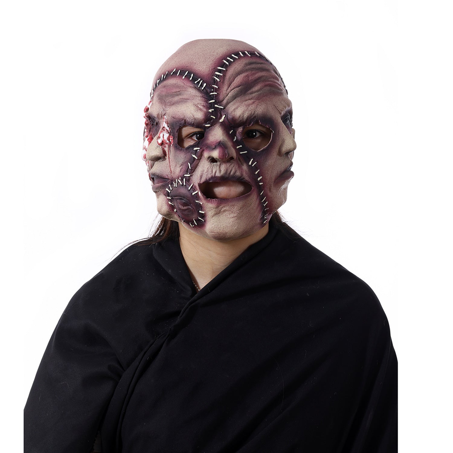 Halloween Mask Three Sided Grimace Latex Cosplay Prop 3D Changing Face Moving Picture Frame - Tophatter Daily Deals