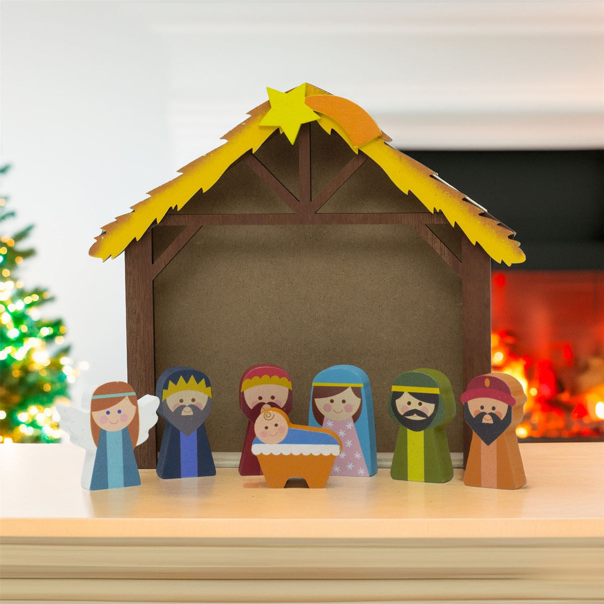 Wooden Nativity Scene with Mini Figures & Stable | Christmas Nativity Set Nativity Set - Tophatter Daily Deals