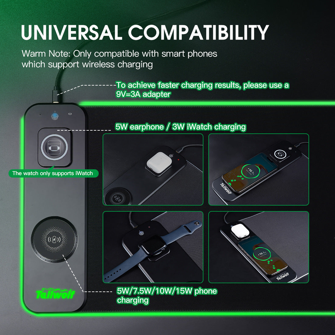3-in-1 Magnetic Wireless Charger Mouse Pad 0 - Tophatter Daily Deals