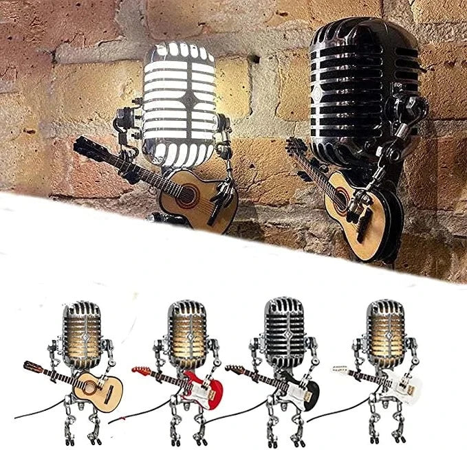 Microphone Robot Lamp Vintage Guitar Sculpture Fall 2025 - Tophatter Daily Deals