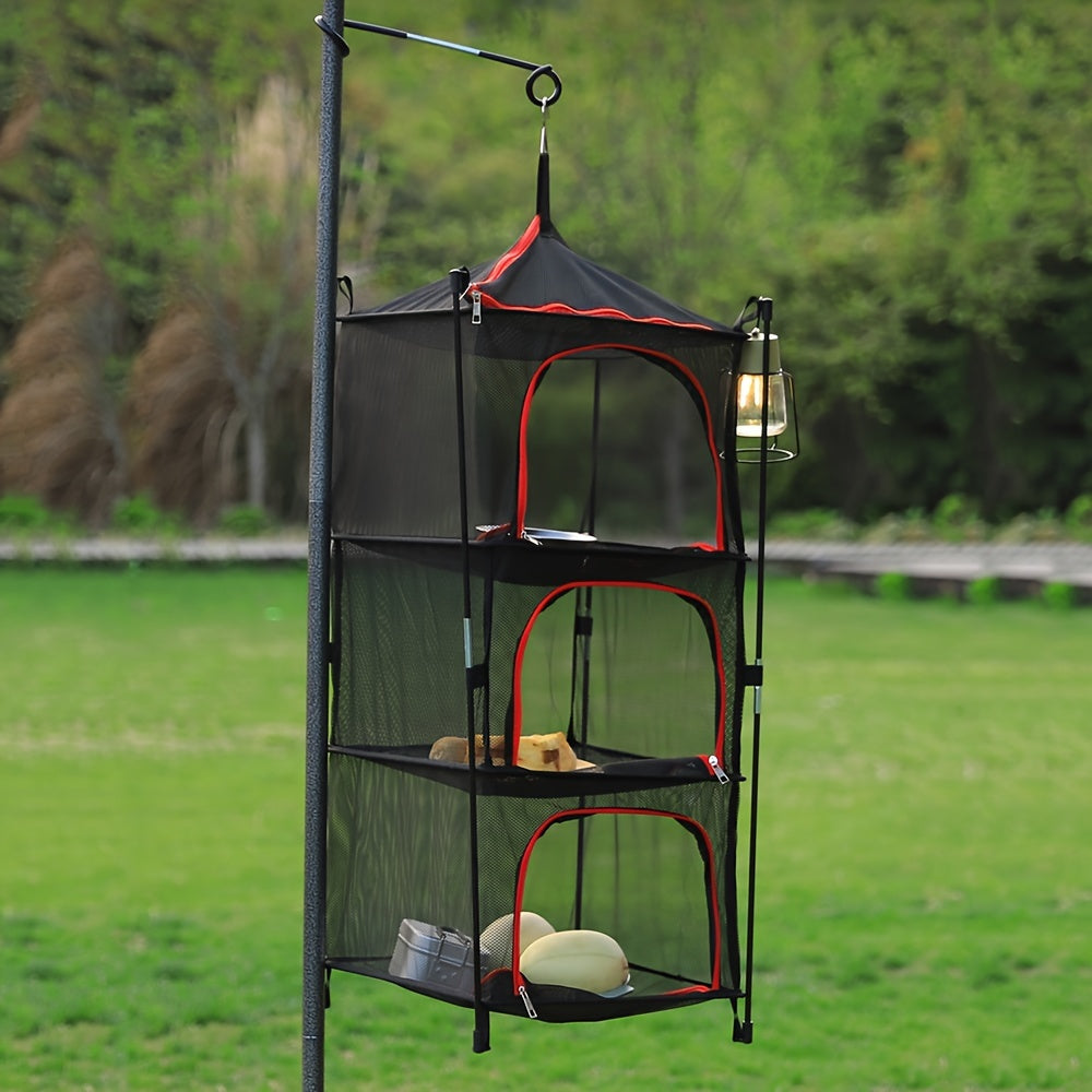 3-Tier Camping Storage Net Foldable Hanging Rack Camping & Hiking - Tophatter Daily Deals