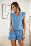 Sleeveless Top & Shorts Set Blue Loungewear Sets - Tophatter Daily Deals