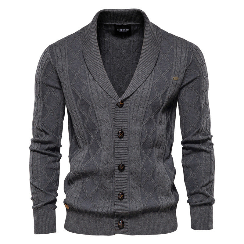 Soft Classic Men’s Cardigan - Shawl V Neck, Cotton Knit Grey 3D Changing Face Moving Picture Frame - Tophatter Daily Deals