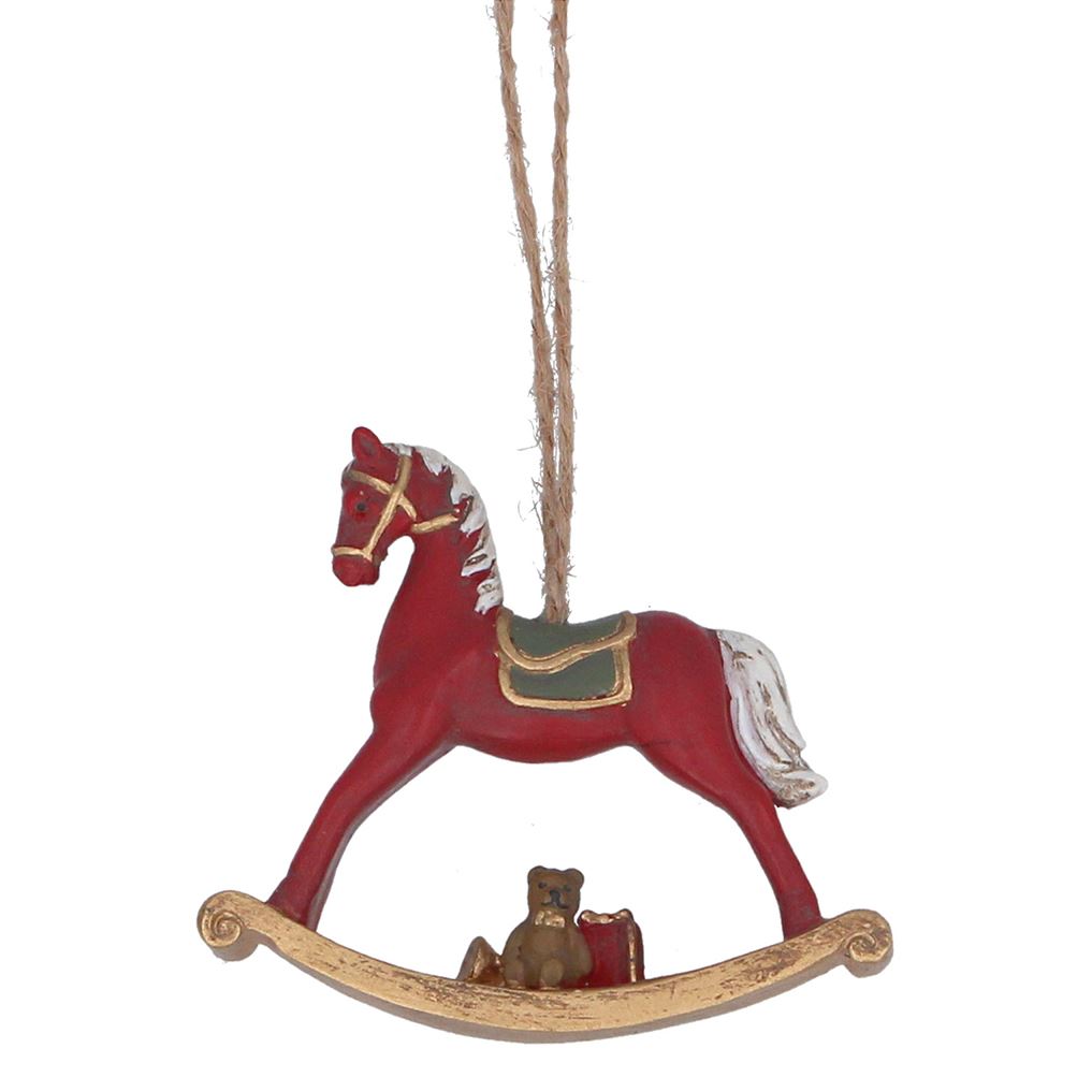 Rocking Horse Bauble | Resin Decoration Christmas Tree Hanging Ornament - 6.5cm Baubles - Tophatter Daily Deals
