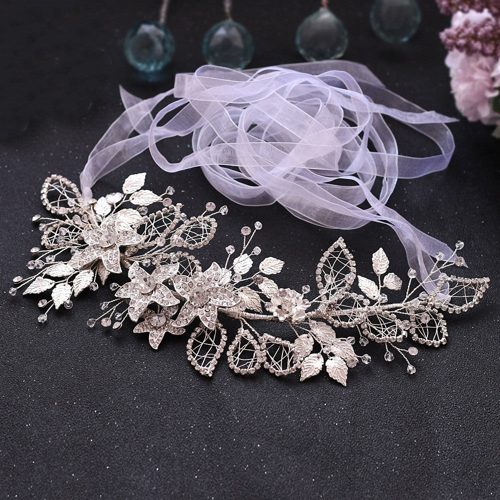 Bride Waist Seal Handmade Belt Rhinestone Wedding Dress White organza 0 - Tophatter Daily Deals