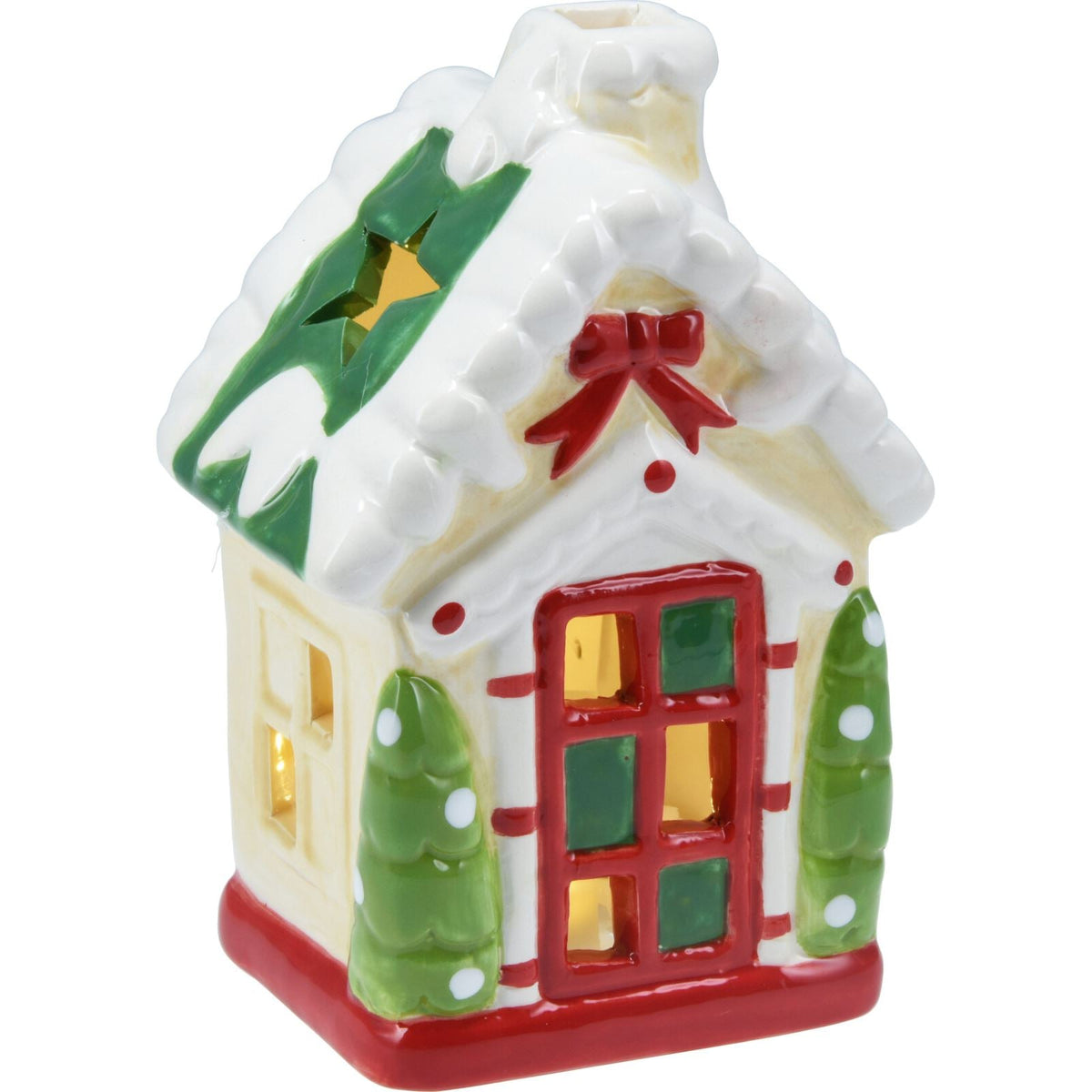 LED Ceramic Christmas House | Light Up House Christmas Village Ornament - 15cm LED Light - Tophatter Daily Deals