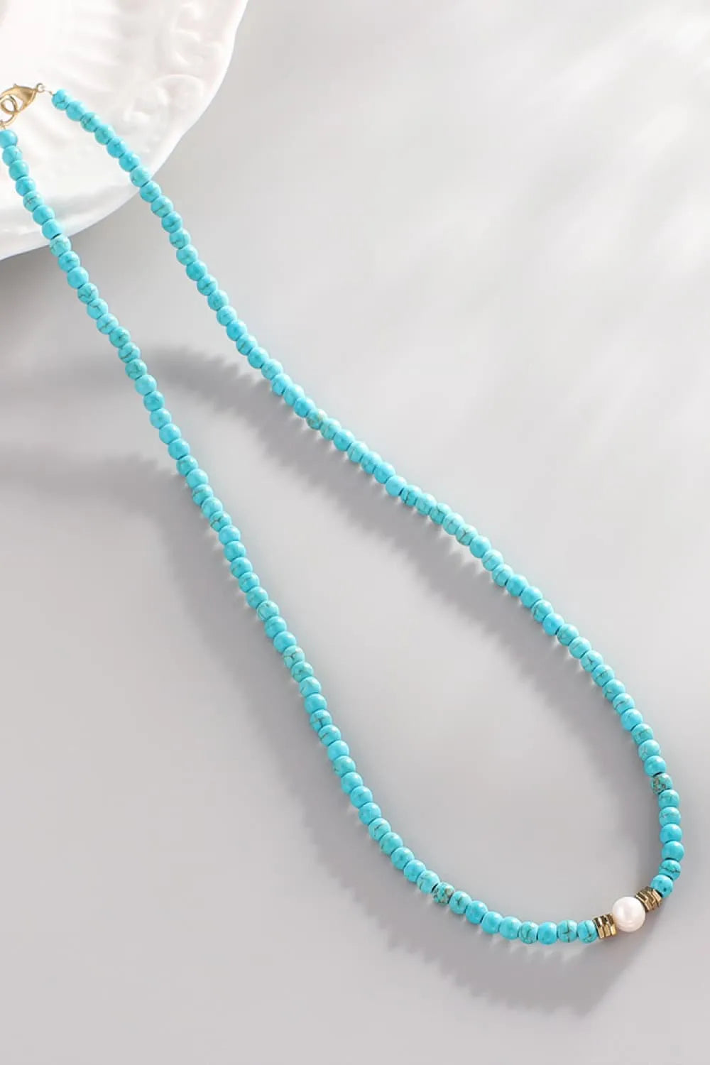 Turquoise & Pearl Necklace Necklaces - Tophatter Daily Deals